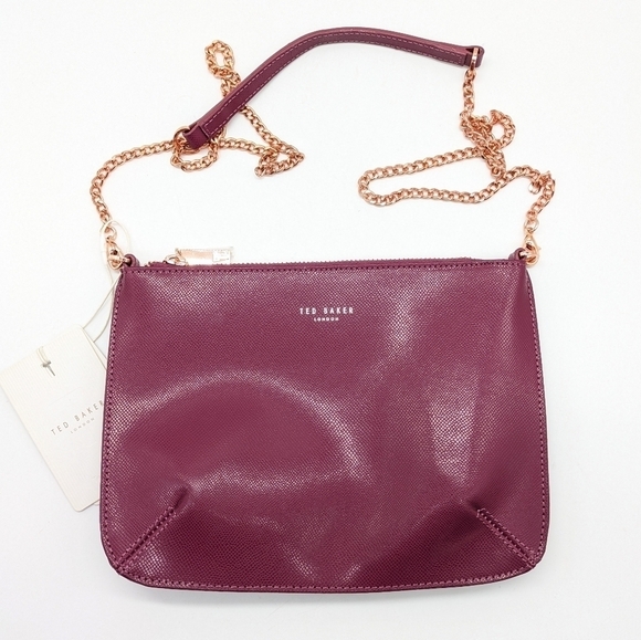NWT Ted Baker London purple gold mini envelope shoulder bag - Picture 1 of 7